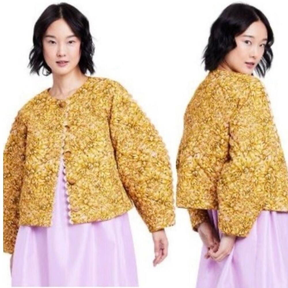 Kika Vargas x Target Women Mum Floral Quilted Scallop Jacket Gold Yellow XL